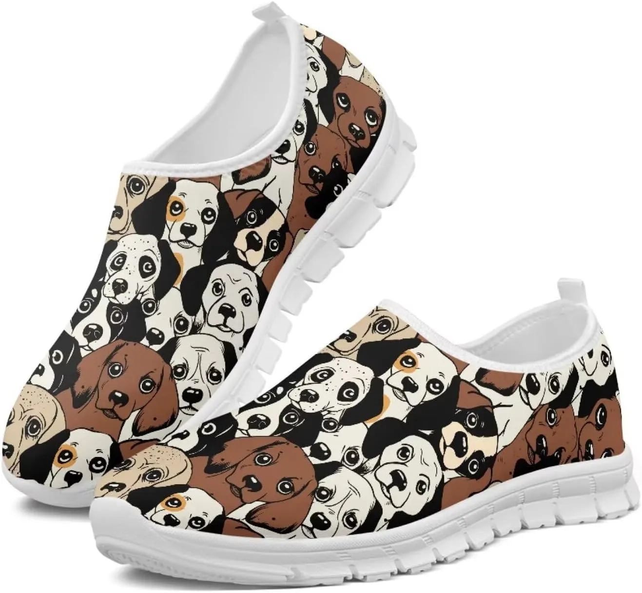 Art Pattern Walking Shoes for Women Slip On Casual Mesh Loafers Lightweight Comfort Ladies Fashion Sneaker for Outdoors Black US Size 5.5-11.5