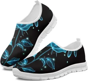 Art Pattern Walking Shoes for Women Slip On Casual Mesh Loafers Lightweight Comfort Ladies Fashion Sneaker for Outdoors Black US Size 5.5-11.5