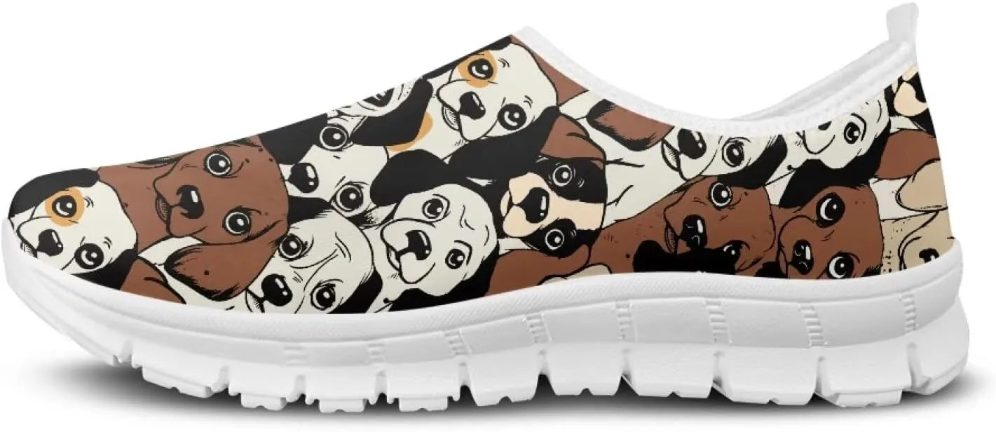 Art Pattern Walking Shoes for Women Slip On Casual Mesh Loafers Lightweight Comfort Ladies Fashion Sneaker for Outdoors Black US Size 5.5-11.5