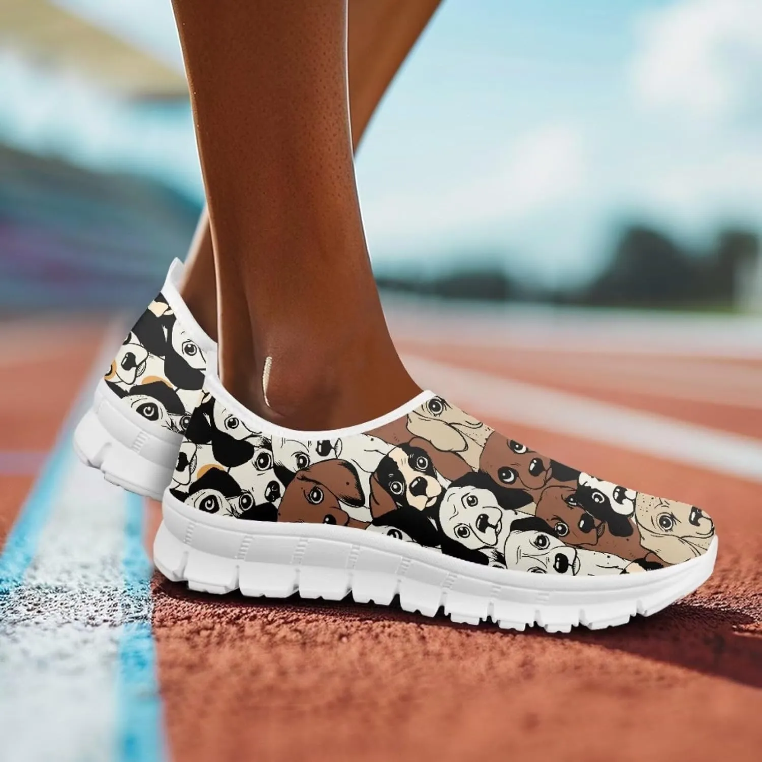 Art Pattern Walking Shoes for Women Slip On Casual Mesh Loafers Lightweight Comfort Ladies Fashion Sneaker for Outdoors Black US Size 5.5-11.5