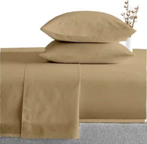 Aspire Homes 900-Thread-Count 100% Pure Egyptian Cotton Short Queen 4 Piece Sheet Set 16" Deep Pocket, Toupe Solid