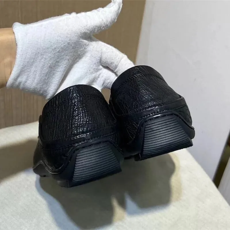 Authentic Real Crocodile Skin Classic Solid Black Men's Soft Moccasins Slippers Genuine Alligator Leather Male Slip-on Flats