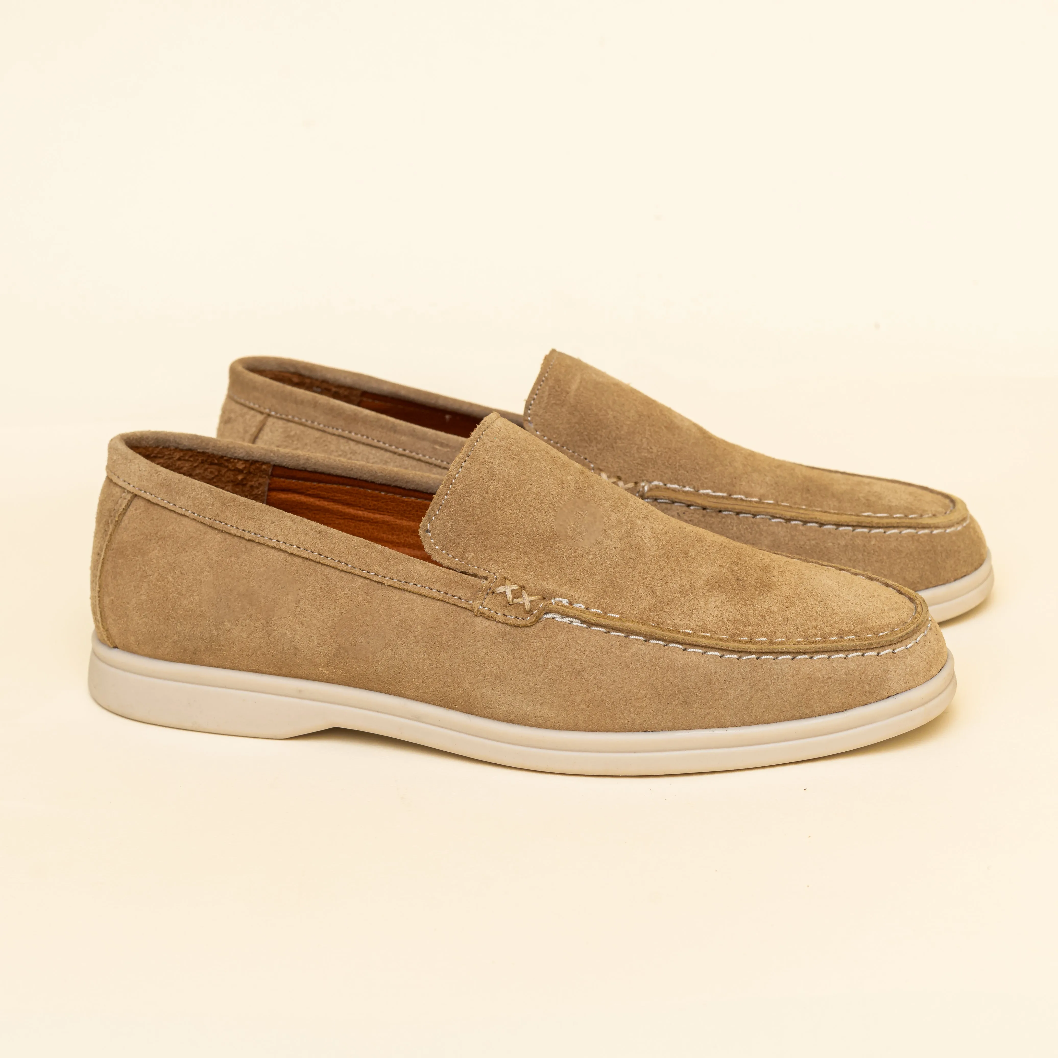 Beige Suede Loafer Sneakers