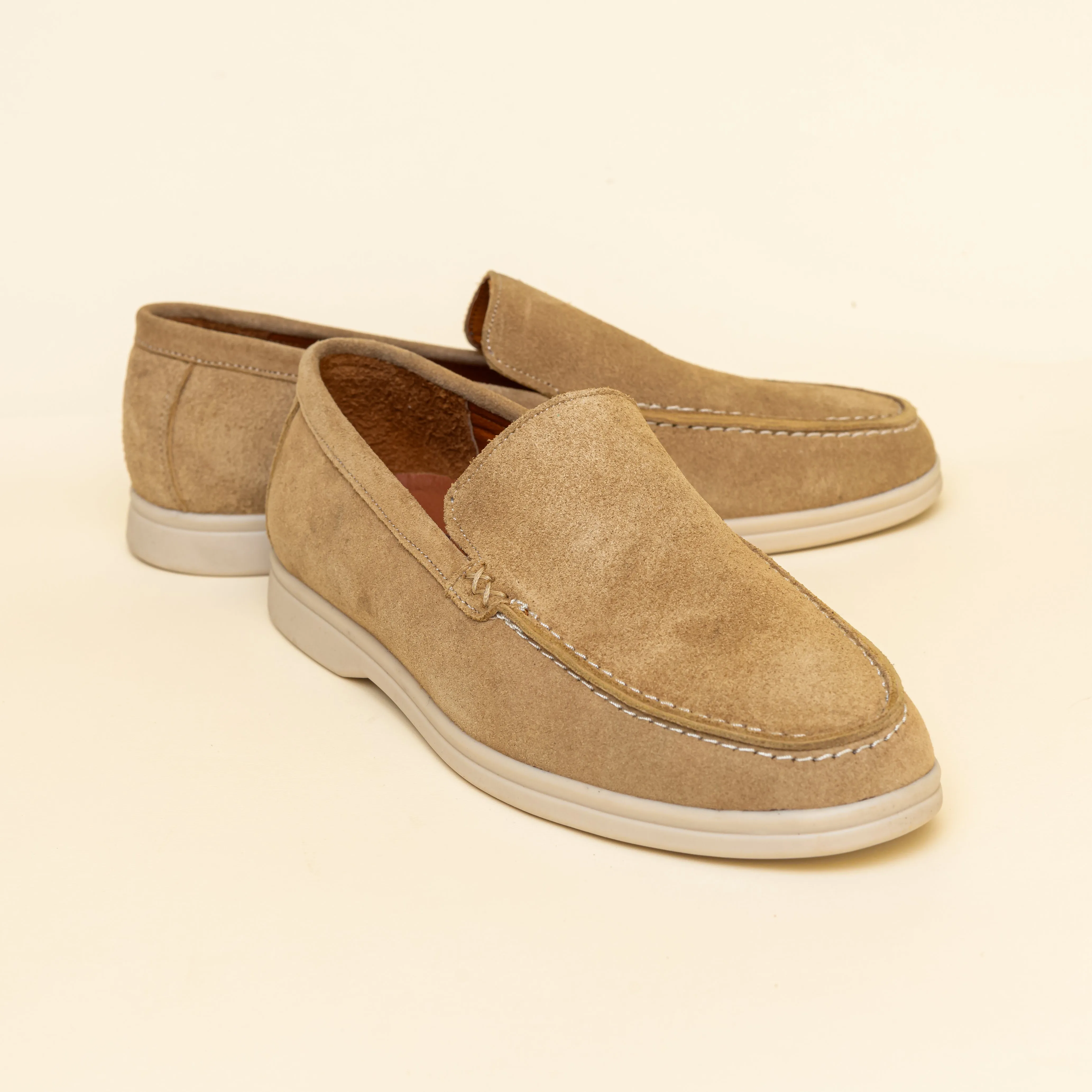 Beige Suede Loafer Sneakers