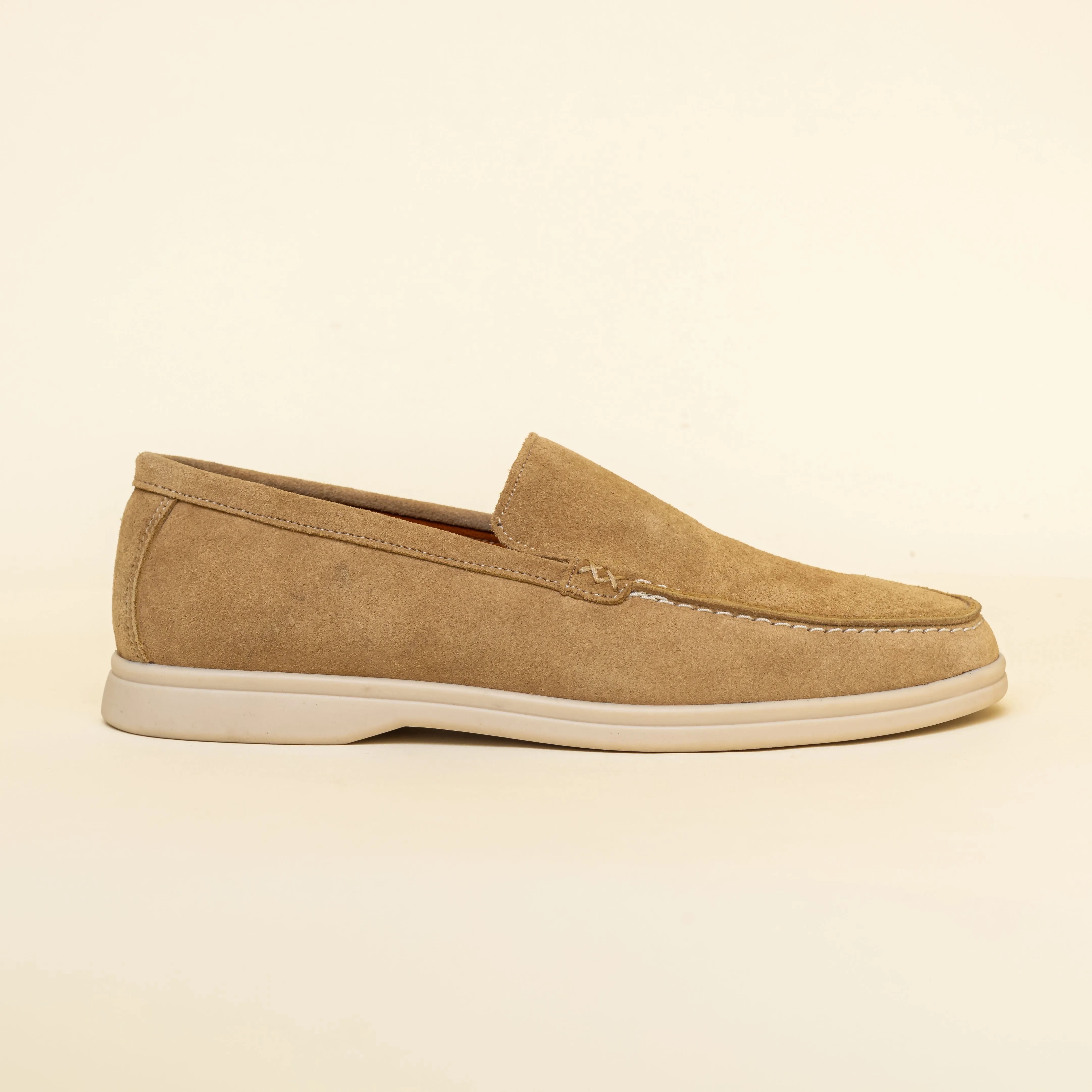 Beige Suede Loafer Sneakers