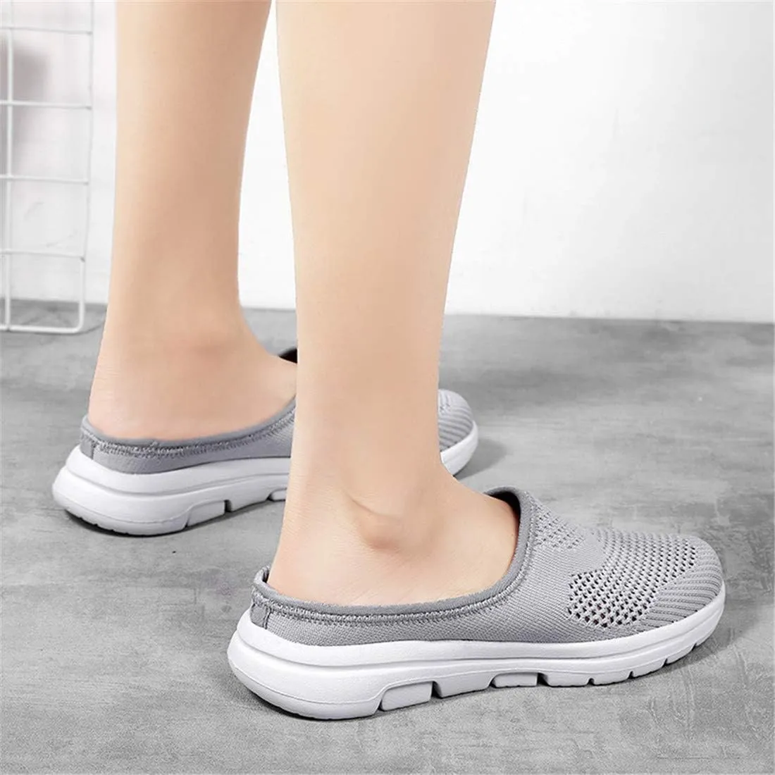 BIFINI Womens Backless Sneakers Mesh Slip-on Mule Shoes Breathable Slippers
