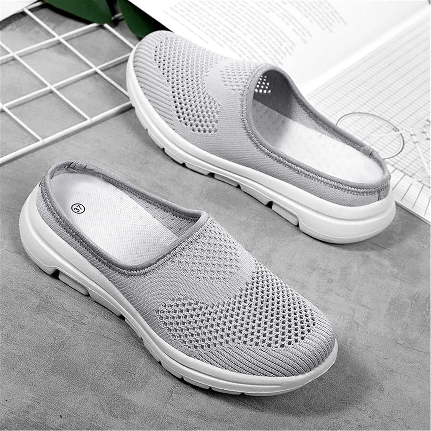 BIFINI Womens Backless Sneakers Mesh Slip-on Mule Shoes Breathable Slippers