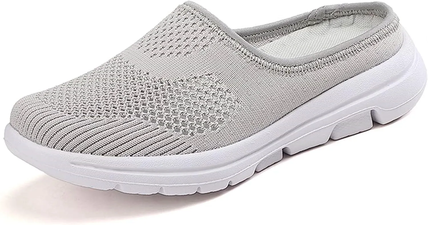 BIFINI Womens Backless Sneakers Mesh Slip-on Mule Shoes Breathable Slippers