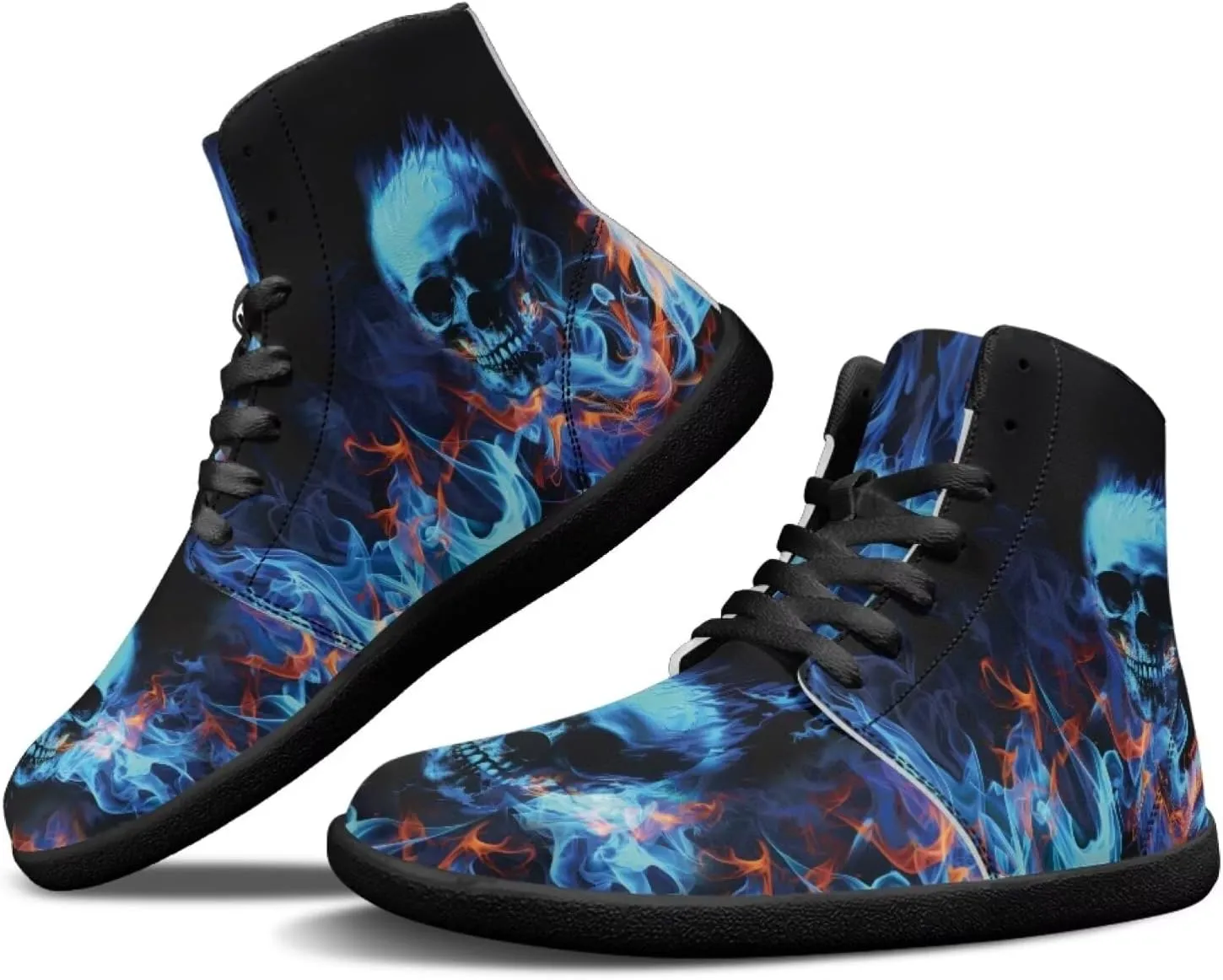 Binienty Men Women High Top Barefoot Shoes Lace Up PU Leather Sneaker Anti Slip