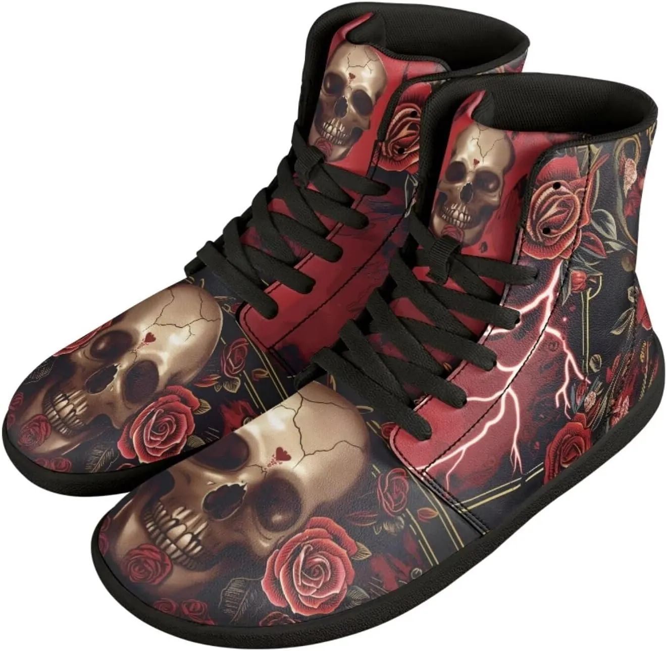 Binienty Men Women High Top Barefoot Shoes Lace Up PU Leather Sneaker Anti Slip