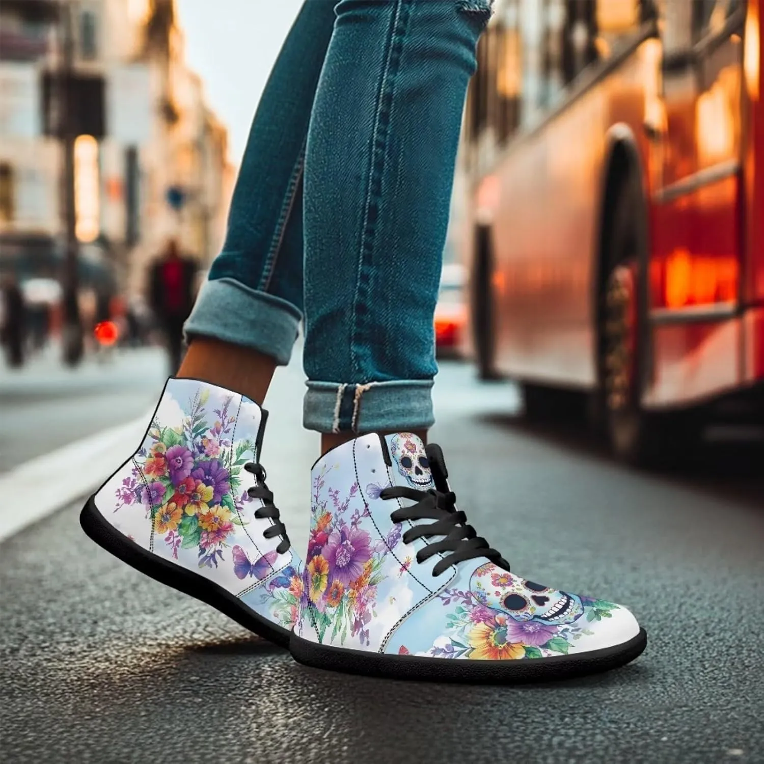 Binienty Men Women High Top Barefoot Shoes Lace Up PU Leather Sneaker Anti Slip