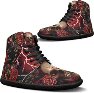 Binienty Men Women High Top Barefoot Shoes Lace Up PU Leather Sneaker Anti Slip