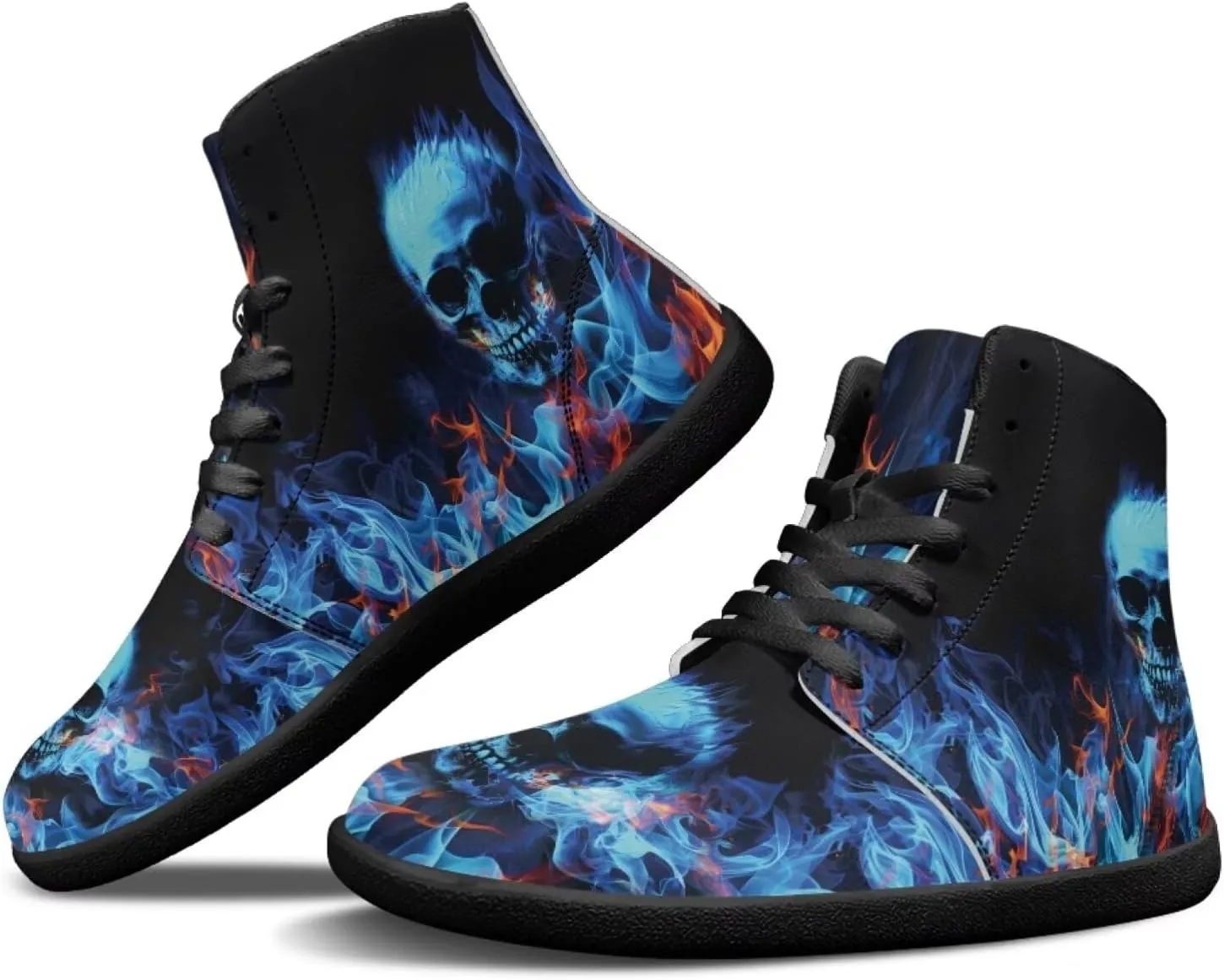 Binienty Men Women High Top Barefoot Shoes Lace Up PU Leather Sneaker Anti Slip