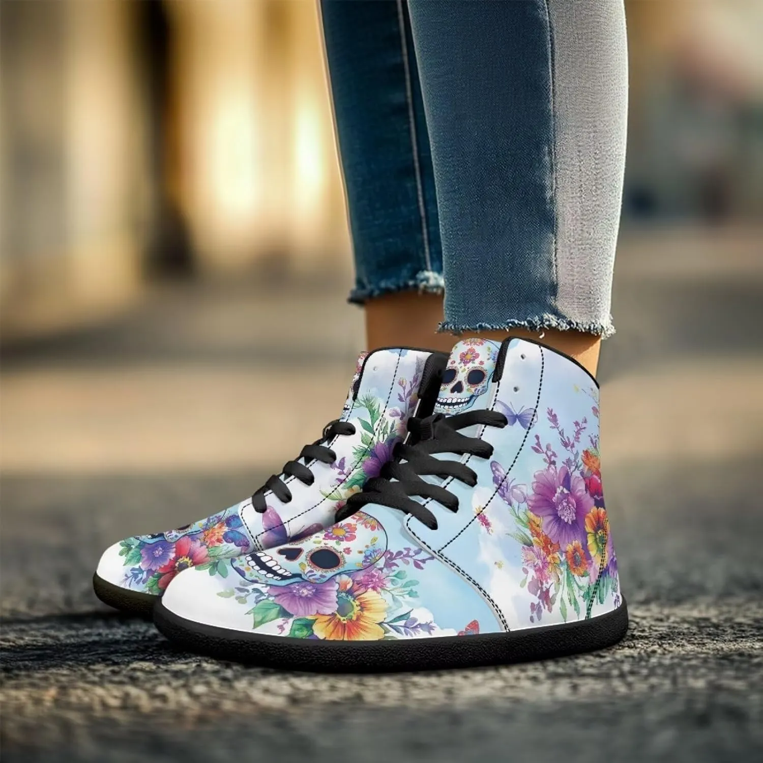 Binienty Men Women High Top Barefoot Shoes Lace Up PU Leather Sneaker Anti Slip