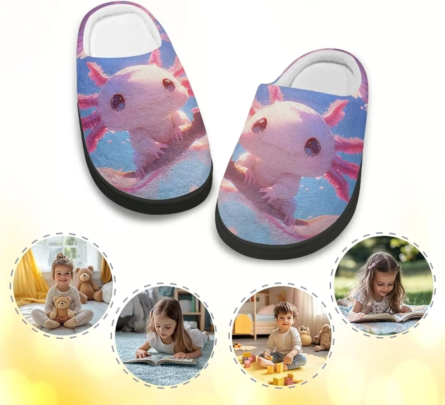Boys Girls House Slippers Kids Animal Winter Slippers Soft Plush Warm Slippers Indoor Non Slip Fuzzy Flat Shoes Size 9-15