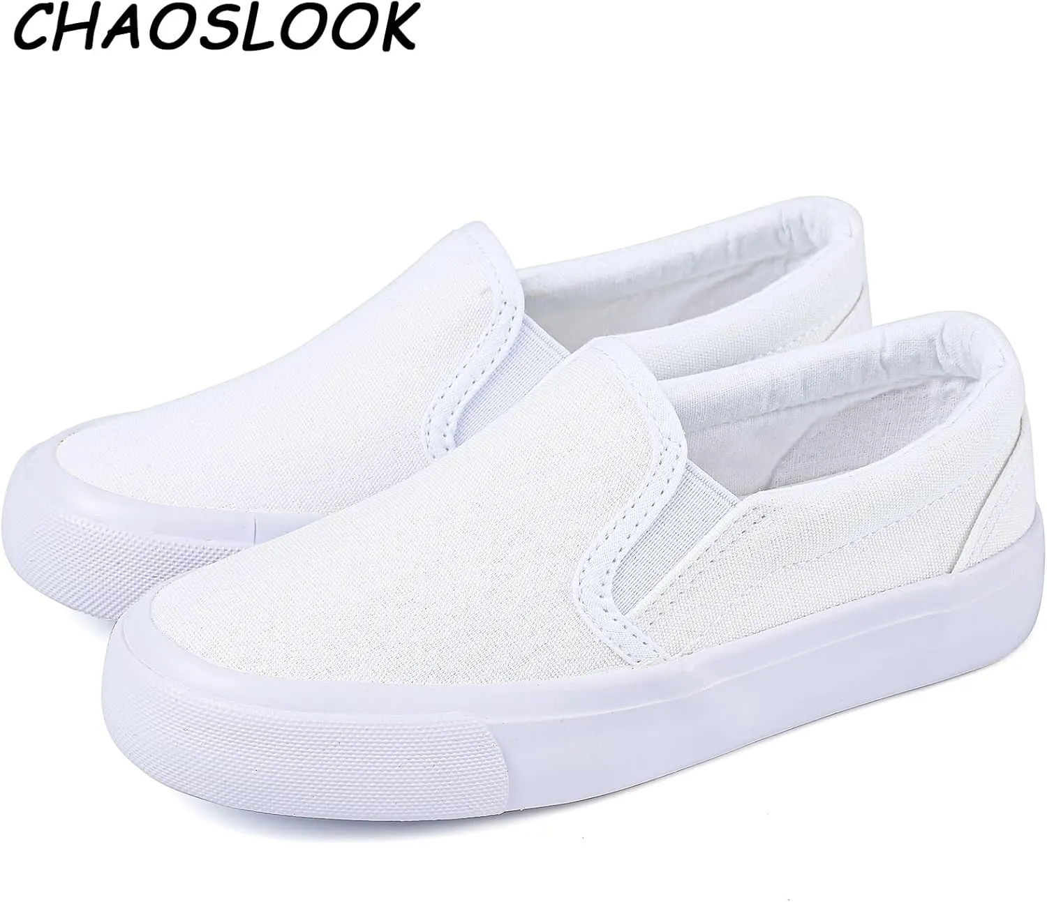 Boy's Girl's Toddlers Canvas Sneakers Slip-On Lightweight Kids White Sneakers Casual Skin-Friendly Walking Running Shoes(Toddle/Little Kids/Big Kids)