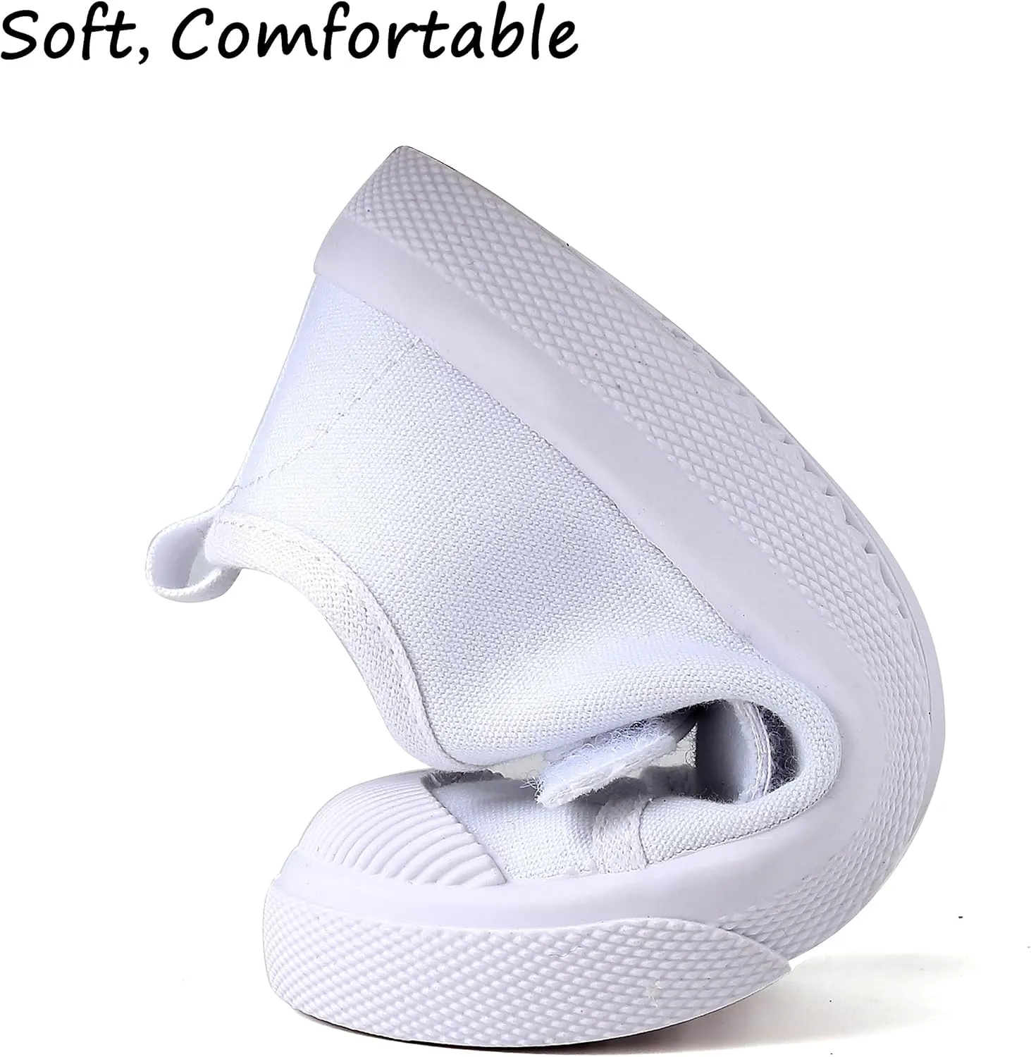 Boy's Girl's Toddlers Canvas Sneakers Slip-On Lightweight Kids White Sneakers Casual Skin-Friendly Walking Running Shoes(Toddle/Little Kids/Big Kids)
