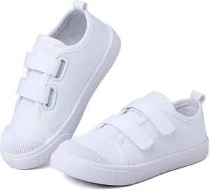 Boy's Girl's Toddlers Canvas Sneakers Slip-On Lightweight Kids White Sneakers Casual Skin-Friendly Walking Running Shoes(Toddle/Little Kids/Big Kids)