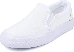 Boy's Girl's Toddlers Canvas Sneakers Slip-On Lightweight Kids White Sneakers Casual Skin-Friendly Walking Running Shoes(Toddle/Little Kids/Big Kids)