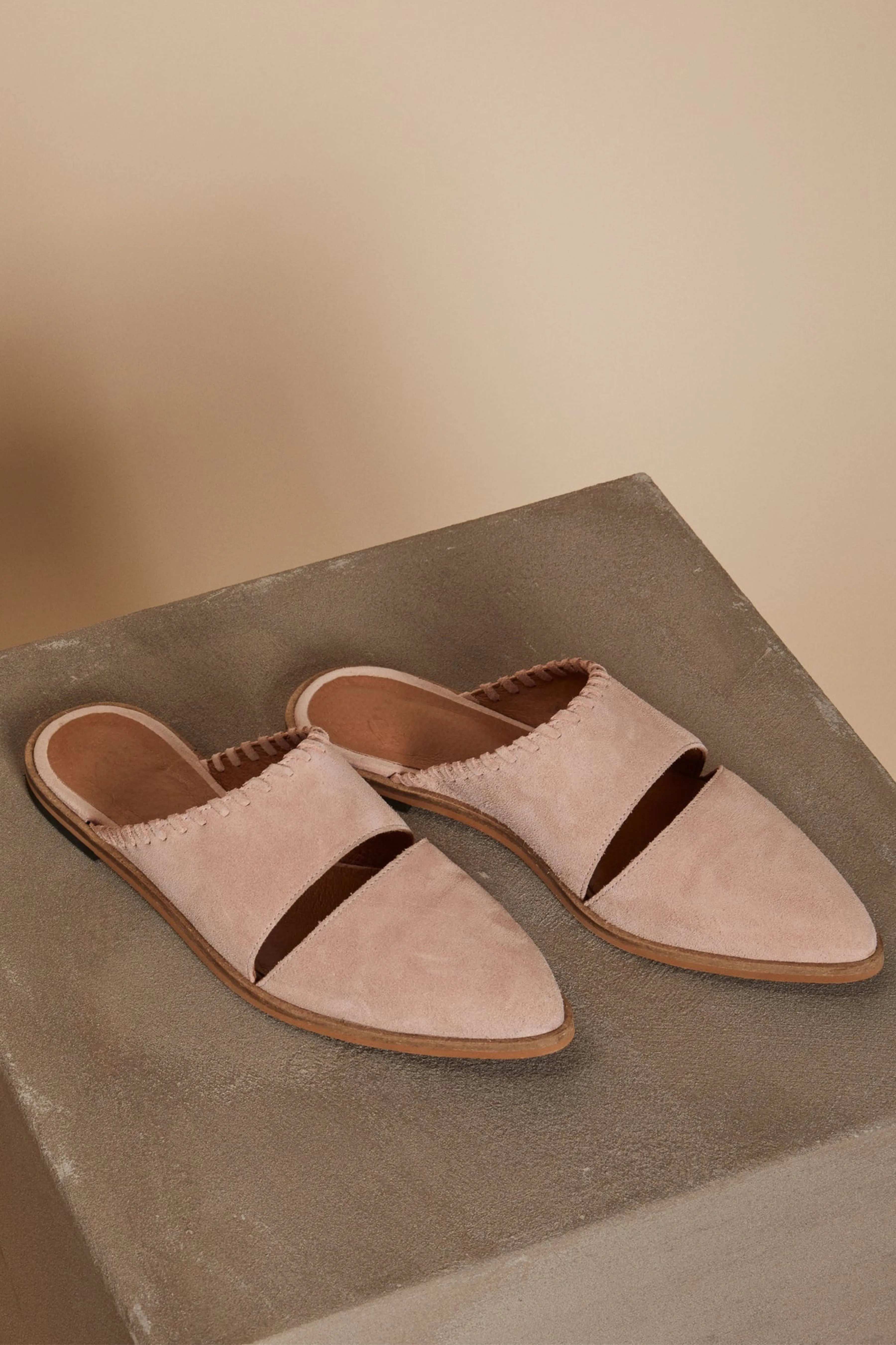 Braga Suede Pointed Flat - Rose