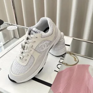 calfskin CHANEL Trusted white dark cream tweed sneaker Safe transactions