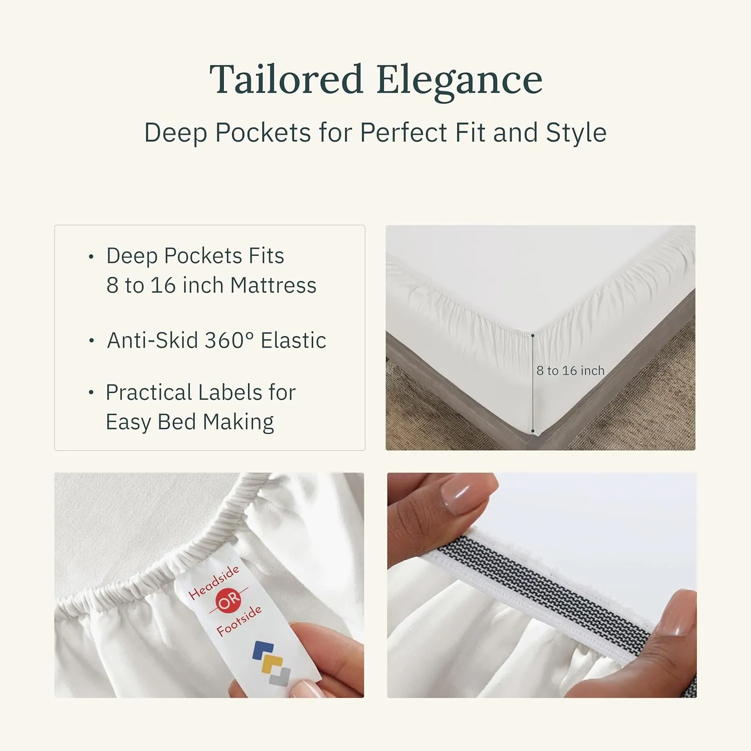 California Design Den Certified Luxury 100% Egyptian Cotton Sheets California King Size Set - Soft Sateen, Deep Pockets, Cool and Durable Bedding Sheets & Pillowcases Set - Ivory