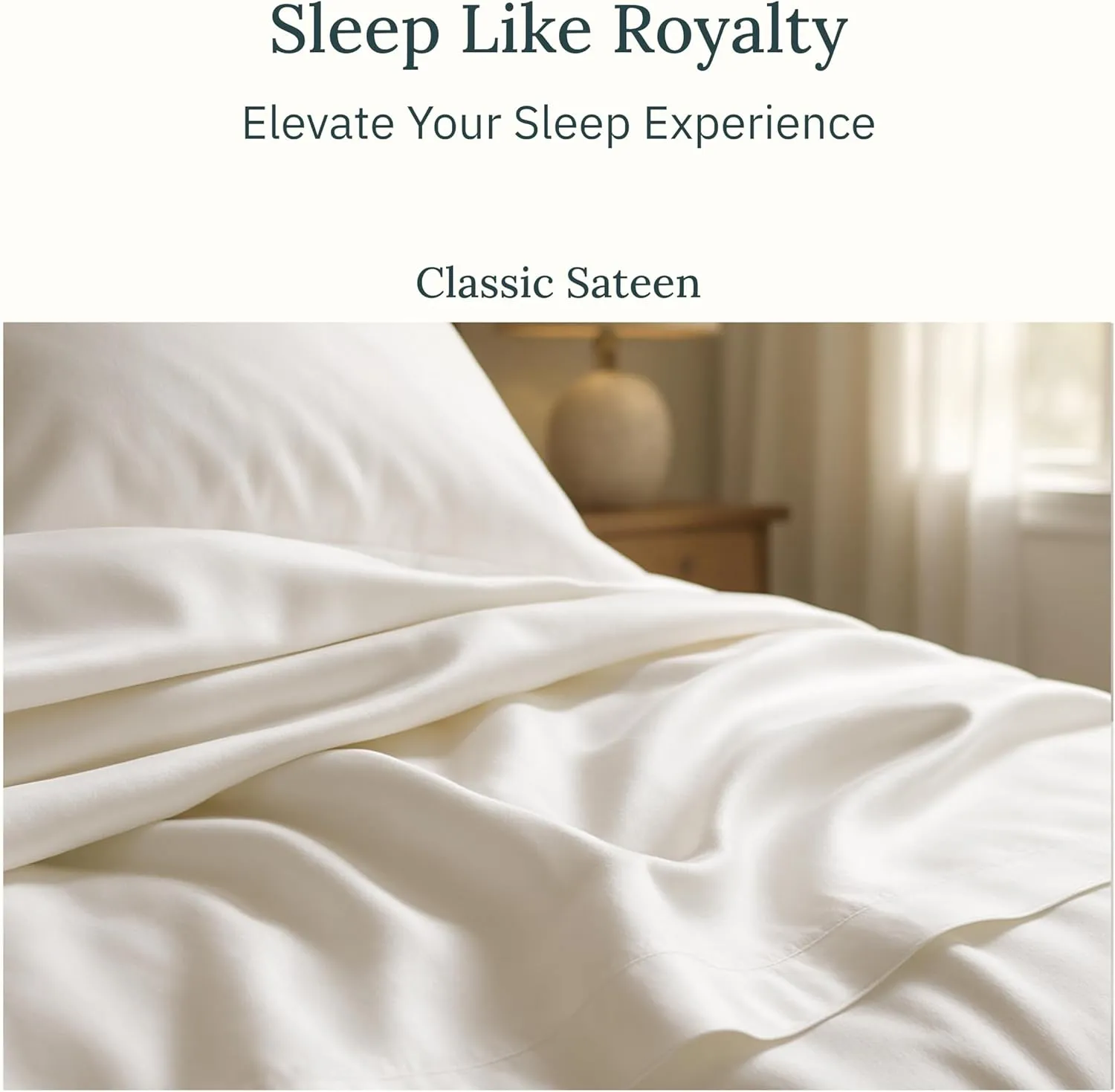 California Design Den Certified Luxury 100% Egyptian Cotton Sheets California King Size Set - Soft Sateen, Deep Pockets, Cool and Durable Bedding Sheets & Pillowcases Set - Ivory