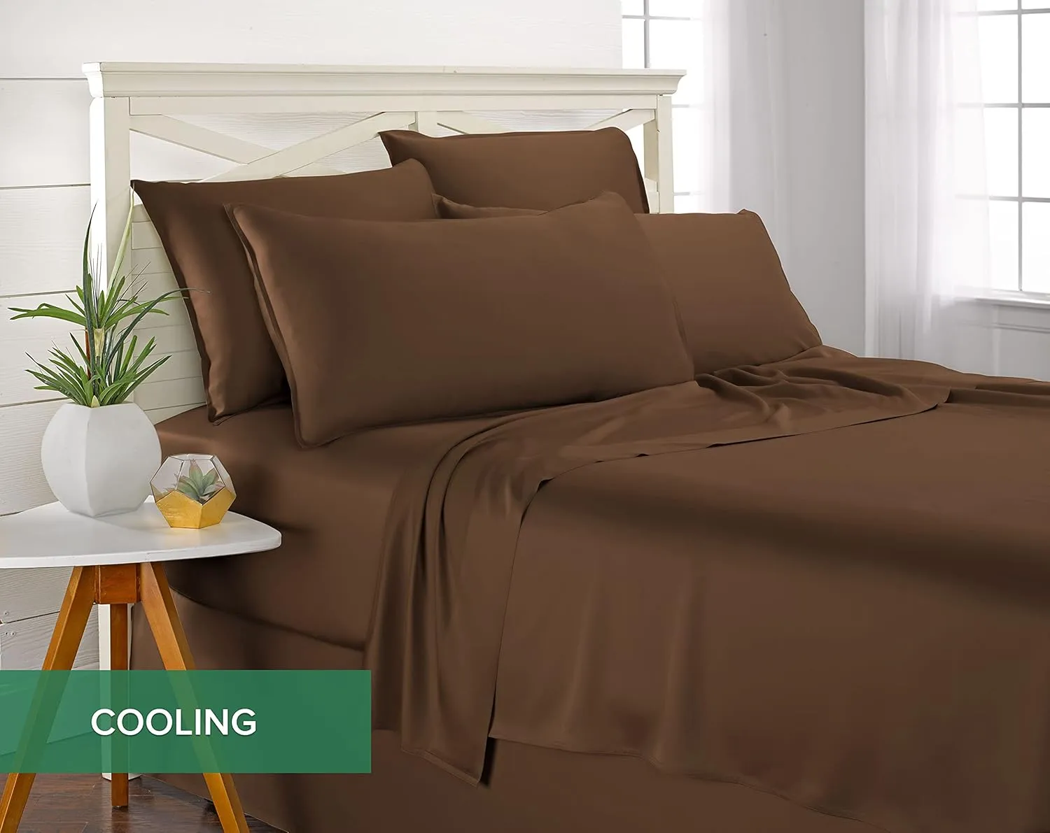 California King Sheets by Pure Bamboo, Genuine 100% Organic Viscose Derived from Bamboo Bed Sheet Set, Soft & Cooling, Double Stitching, Lifetime Quality Promise (California King, Coconut Husk)