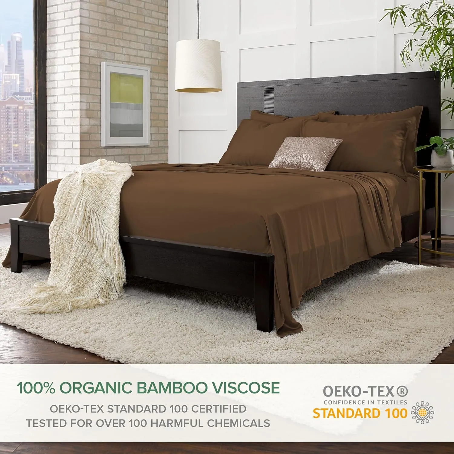 California King Sheets by Pure Bamboo, Genuine 100% Organic Viscose Derived from Bamboo Bed Sheet Set, Soft & Cooling, Double Stitching, Lifetime Quality Promise (California King, Coconut Husk)