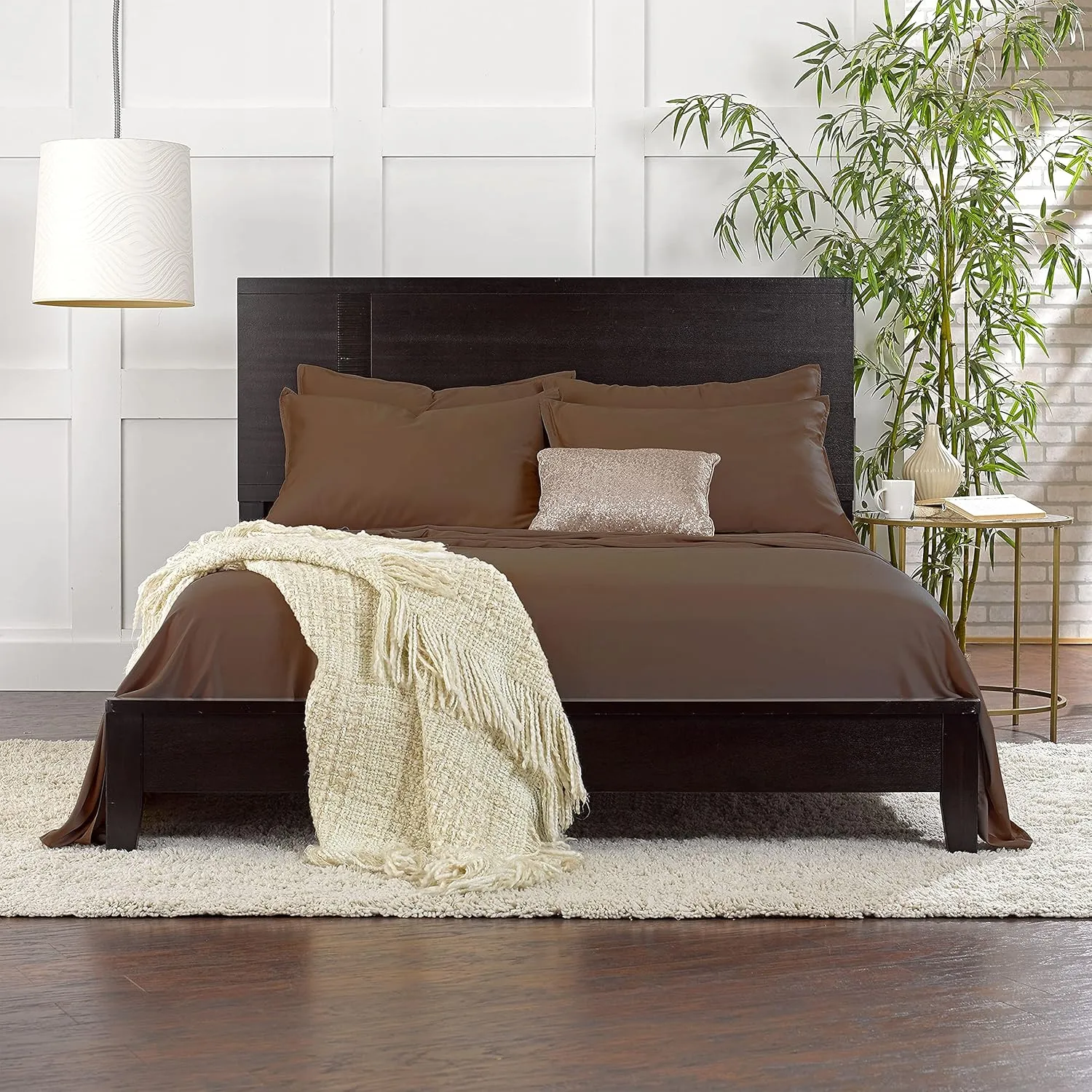 California King Sheets by Pure Bamboo, Genuine 100% Organic Viscose Derived from Bamboo Bed Sheet Set, Soft & Cooling, Double Stitching, Lifetime Quality Promise (California King, Coconut Husk)