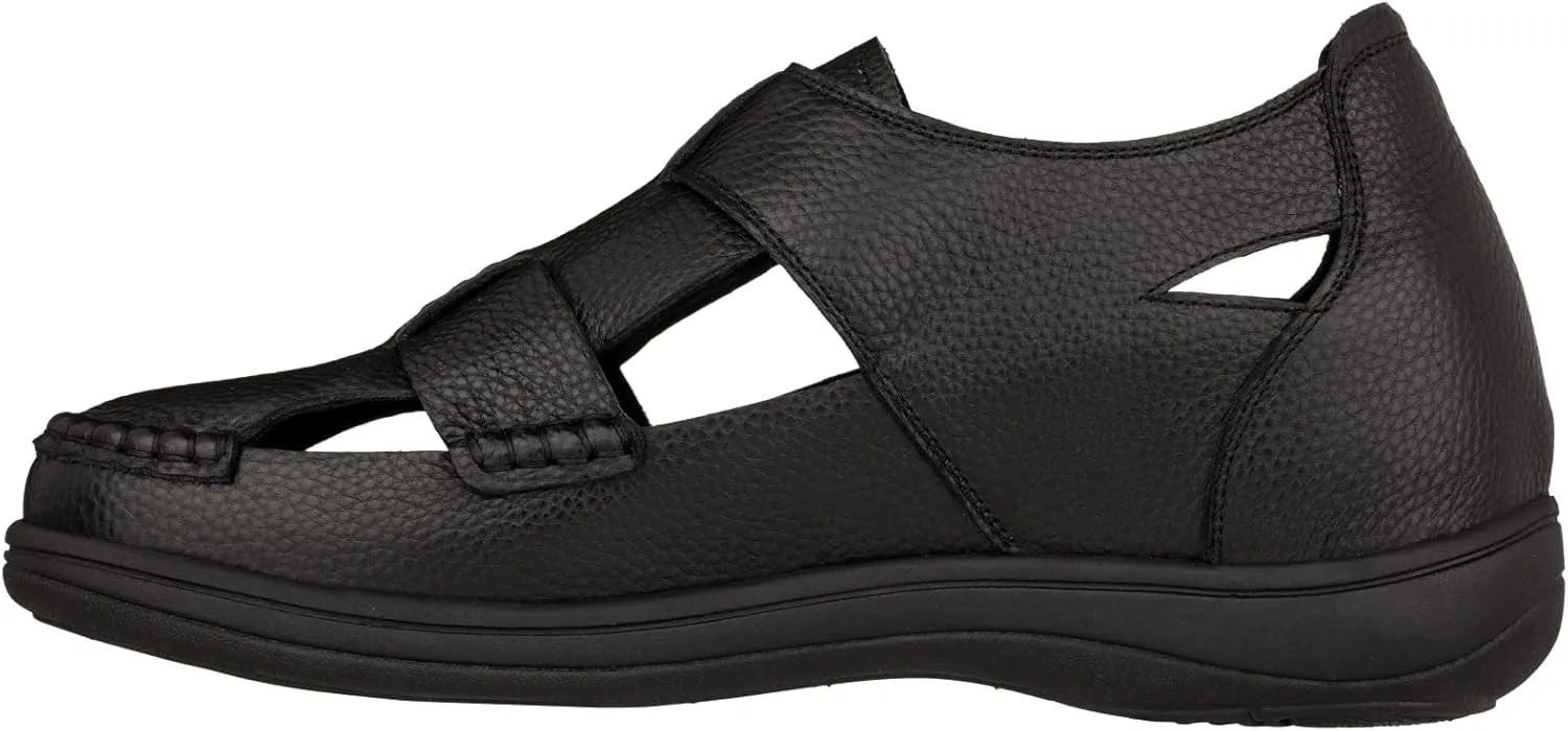CALTO Men's Invisible Height Increasing Elevator Shoes - Black Premium Leather Lightweight Casual Fisherman Sandals - 3.2 Inches Taller - K2661 - Size 9 D(M) US