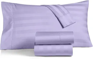 Charter Club Damask 1.5" Stripe 550 Thread Count Cotton 4 Piece King Sheet Set Pale Lilac