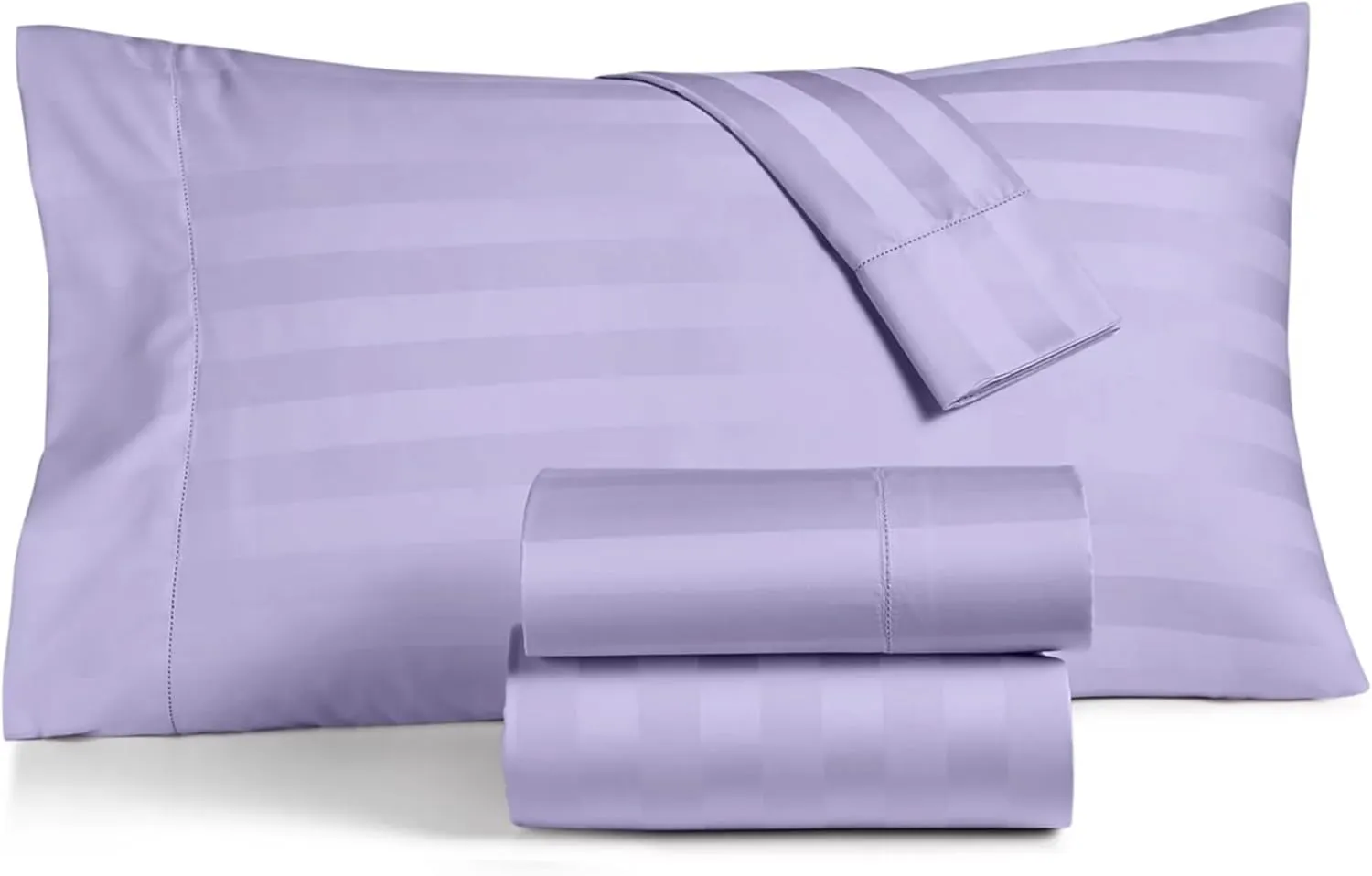 Charter Club Damask 1.5" Stripe 550 Thread Count Cotton 4 Piece King Sheet Set Pale Lilac