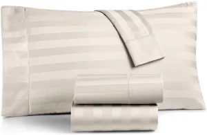 Charter Club Damask Stripe Queen 4 Pieces Sheet Set, 550 Thread Count Supima Cotton Ivory