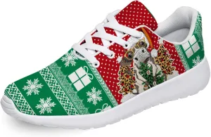 Christmas Themed Shoes Men Women Running Sneaker Tennis Walking Shoes Green Red Christmas Cow Print Shoes Gifts for Big Broghter,US Size 6 Women/4 Men