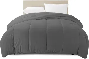 Clara Clark Comforter - All Season Down Alternative Bedding Comforter/Duvet Insert, Ultra Soft, Box Stitched. King Size, Gray