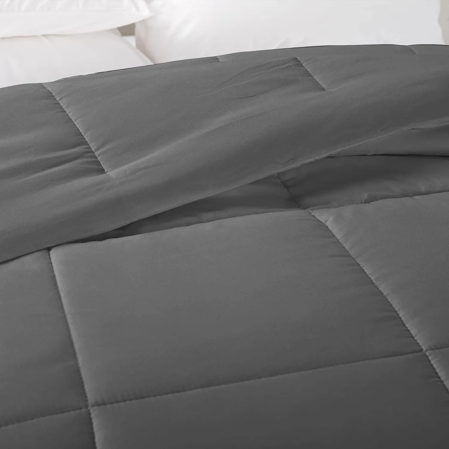 Clara Clark Comforter - All Season Down Alternative Bedding Comforter/Duvet Insert, Ultra Soft, Box Stitched. King Size, Gray