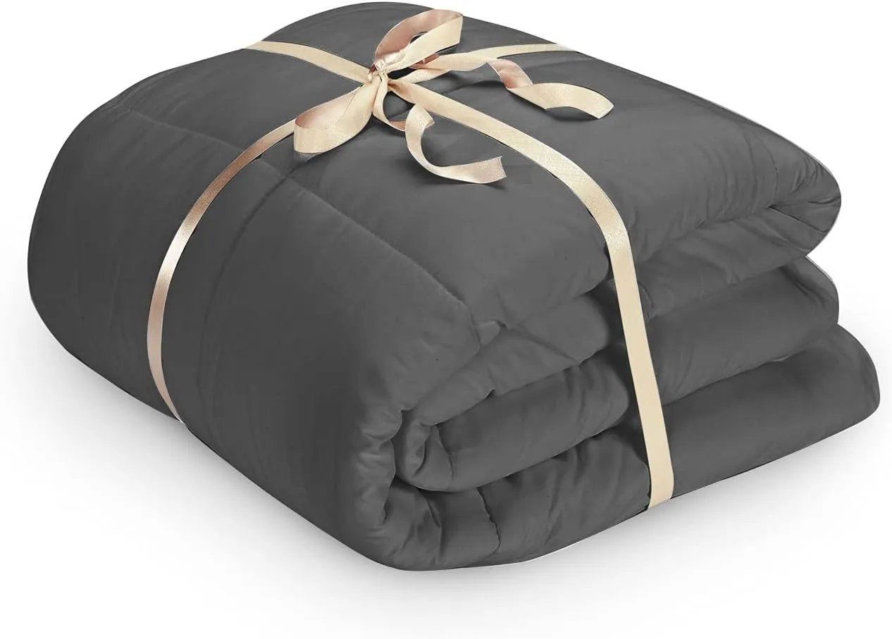Clara Clark Comforter - All Season Down Alternative Bedding Comforter/Duvet Insert, Ultra Soft, Box Stitched. King Size, Gray