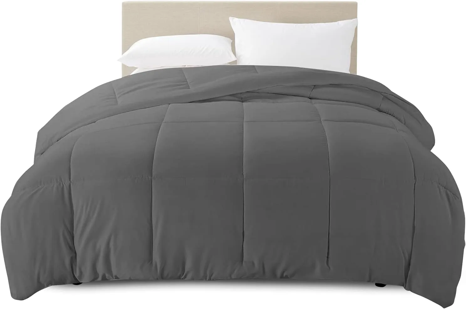 Clara Clark Comforter - All Season Down Alternative Bedding Comforter/Duvet Insert, Ultra Soft, Box Stitched. King Size, Gray