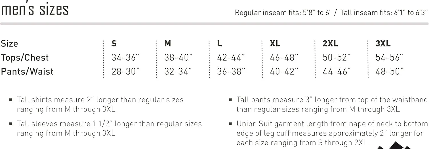 ColdPruf Men's Dual Layer Long Sleeve Union Suit