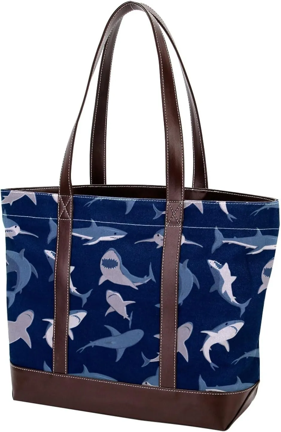 Colorful Ocean Shark Shoulder Purses for Women Large Soft Washed Leather Purses and Durable Handbags