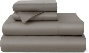 Cosy House Collection 100% Rayon Derived from Bamboo Bed Sheet Set - Cooling, Breathable, Silky Soft 5-Piece Deep Pocket Bedding Set (Split King, Grey)