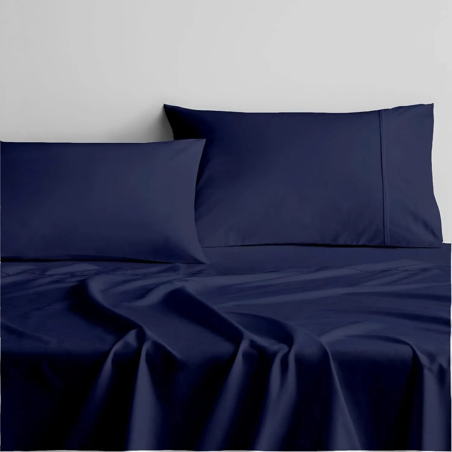 Cottingon RV King Sheets 72 x 80,Luxury Soft 100% Egyptian Cotton, 4 Pcs Camper Bedding Set to Fit Upto 15" Deep Custom RV Mattress, Navy Blue Solid