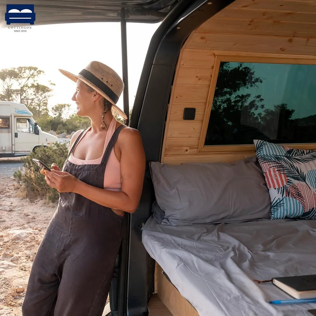 Cottingon RV King Sheets 72 x 80,Luxury Soft 100% Egyptian Cotton, 4 Pcs Camper Bedding Set to Fit Upto 15" Deep Custom RV Mattress, Navy Blue Solid