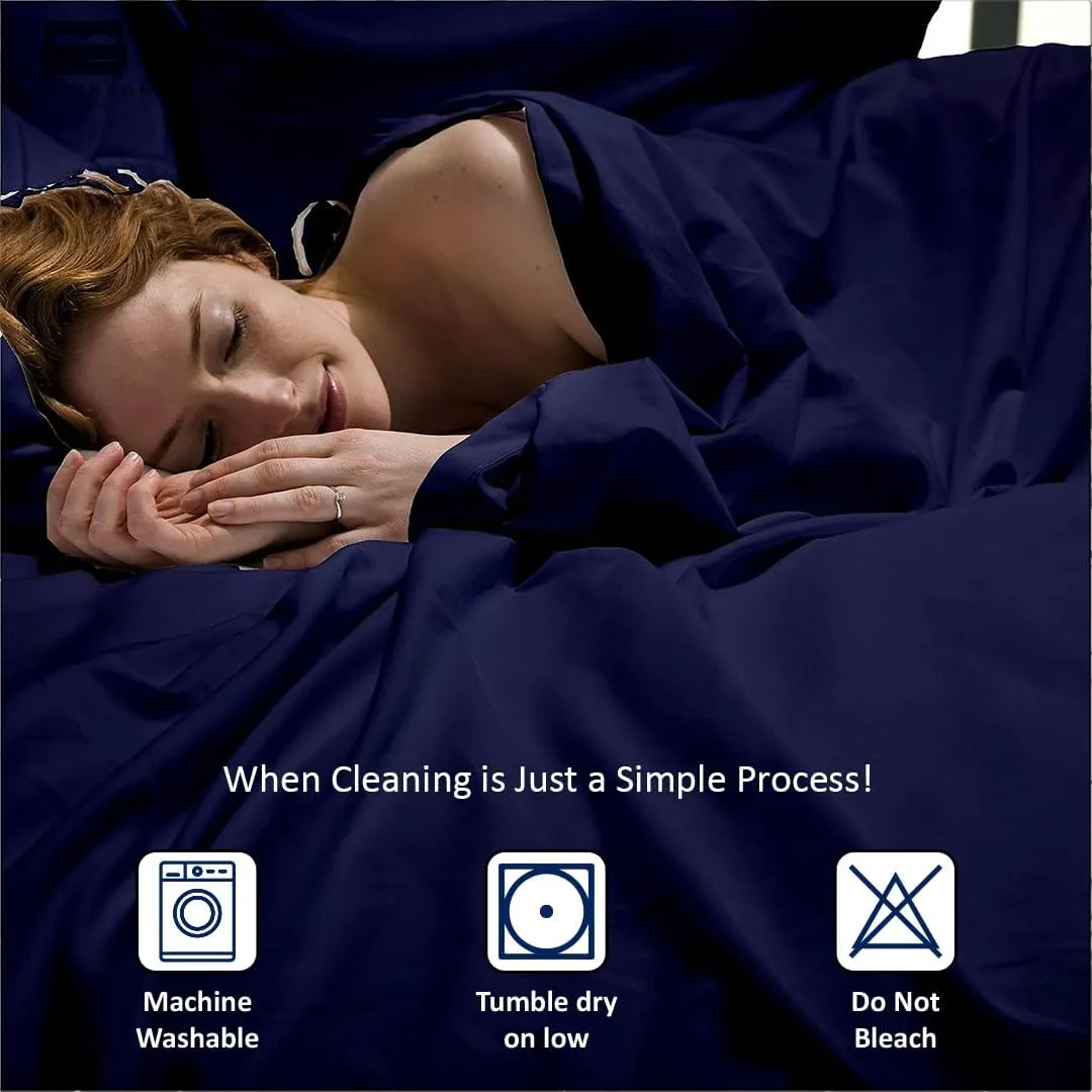 Cottingon RV King Sheets 72 x 80,Luxury Soft 100% Egyptian Cotton, 4 Pcs Camper Bedding Set to Fit Upto 15" Deep Custom RV Mattress, Navy Blue Solid