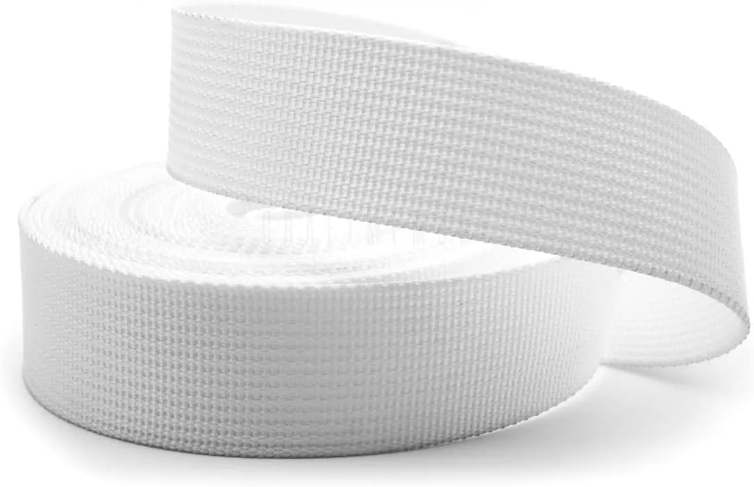 CRAFTMEMORE 1 Inch Heavy Nylon Webbing - Straps for Arts and Crafts, Luxury Bag Strap High Density Webbing (5 Yards, White)