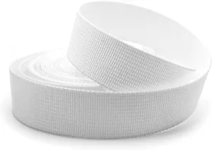 CRAFTMEMORE 1 Inch Heavy Nylon Webbing - Straps for Arts and Crafts, Luxury Bag Strap High Density Webbing (5 Yards, White)