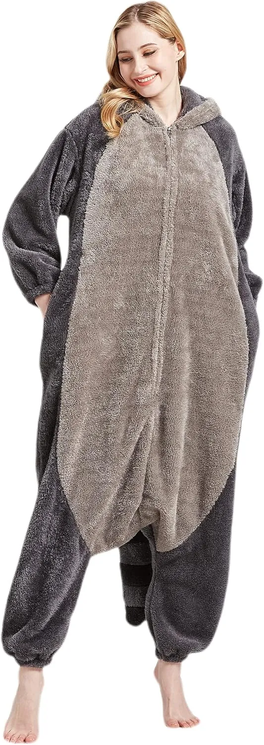 DarkCom Raccoon Onesie Halloween Costume One Piece Unisex Adult Pajamas Women Men Sleepwear Christmas Pajamas