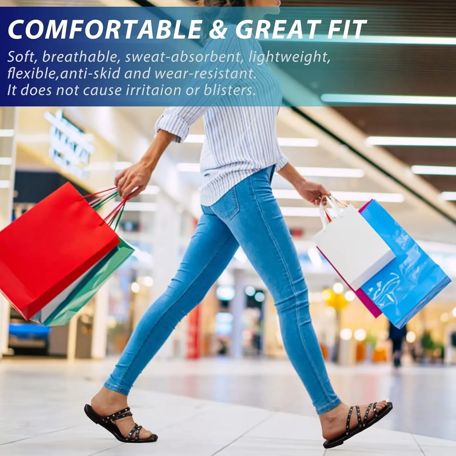 DAYDAYGO Sandals for women - Cute Square Open Toe Dressy Slide Sandal - Comfortable Stylish Flat Sandal Slides Shoes With Striking straps and Soft Memory Foam Insole