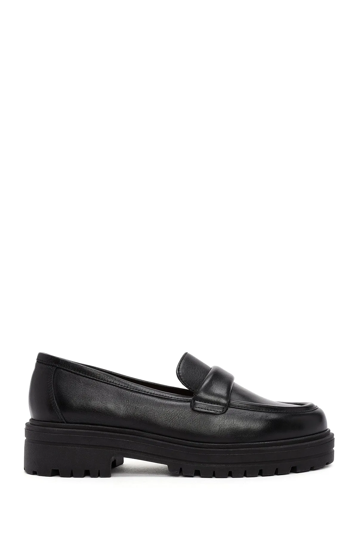 Derimod Gritti Kadın Siyah Deri Maskülen Loafer
